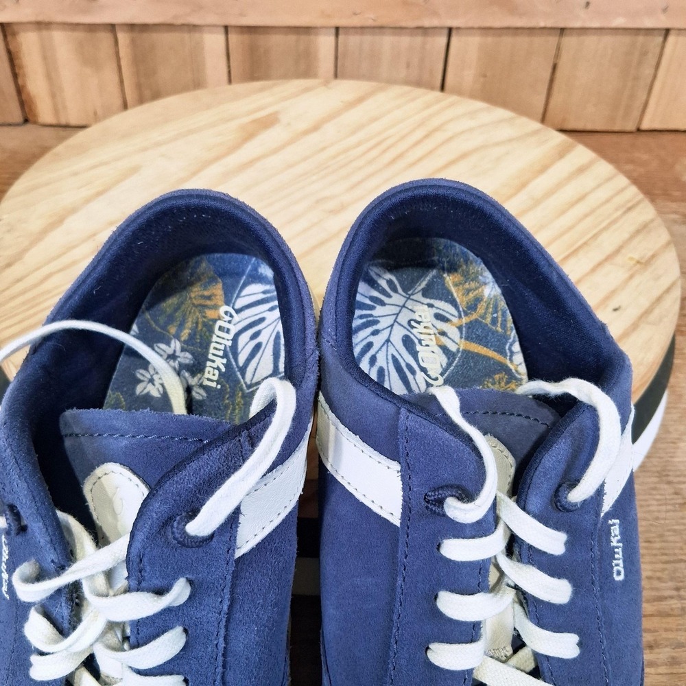 OluKai Ha'upu Shoes Womens 8.5 Blue Leather Walking Comfort Sneakers 20493-5418 - Picture 9 of 10